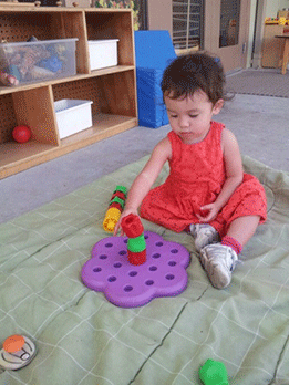 Child playing with blocks