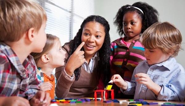 teacher with students