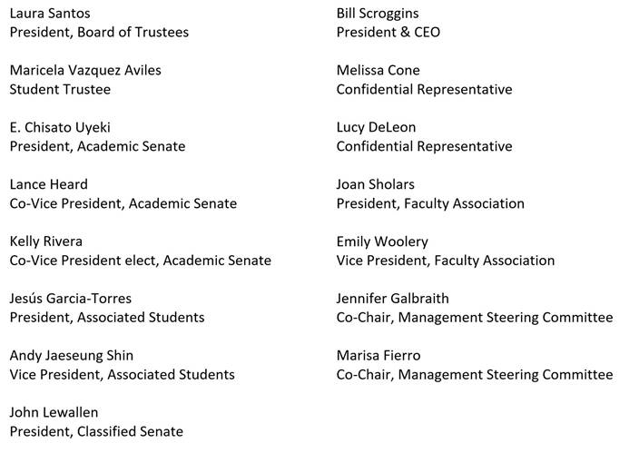 Signatories of the statement