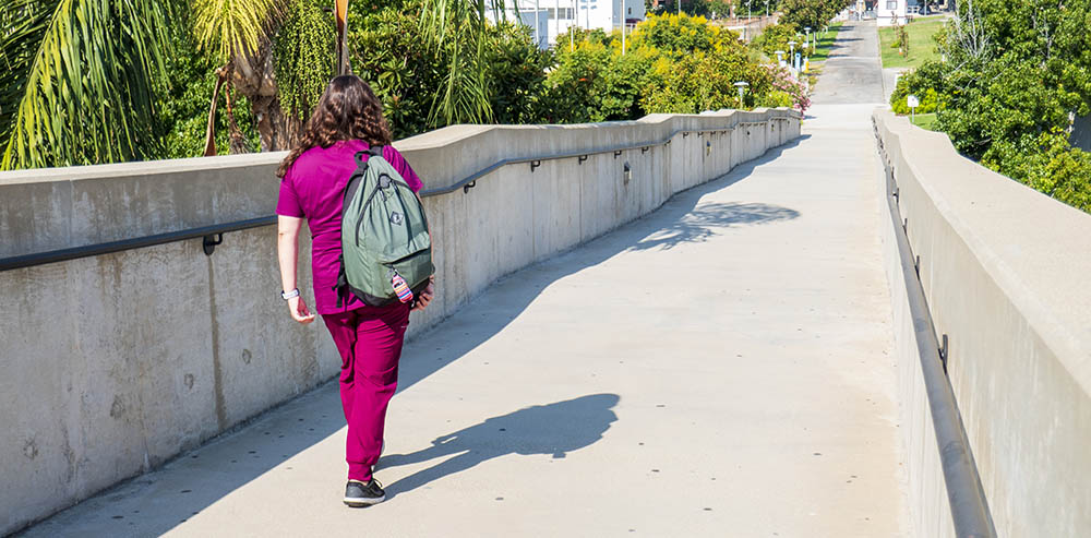 Student walks to class